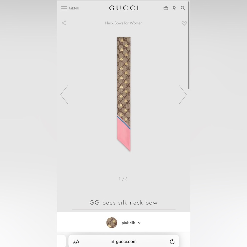 GUCCI GG bees silk neck bow